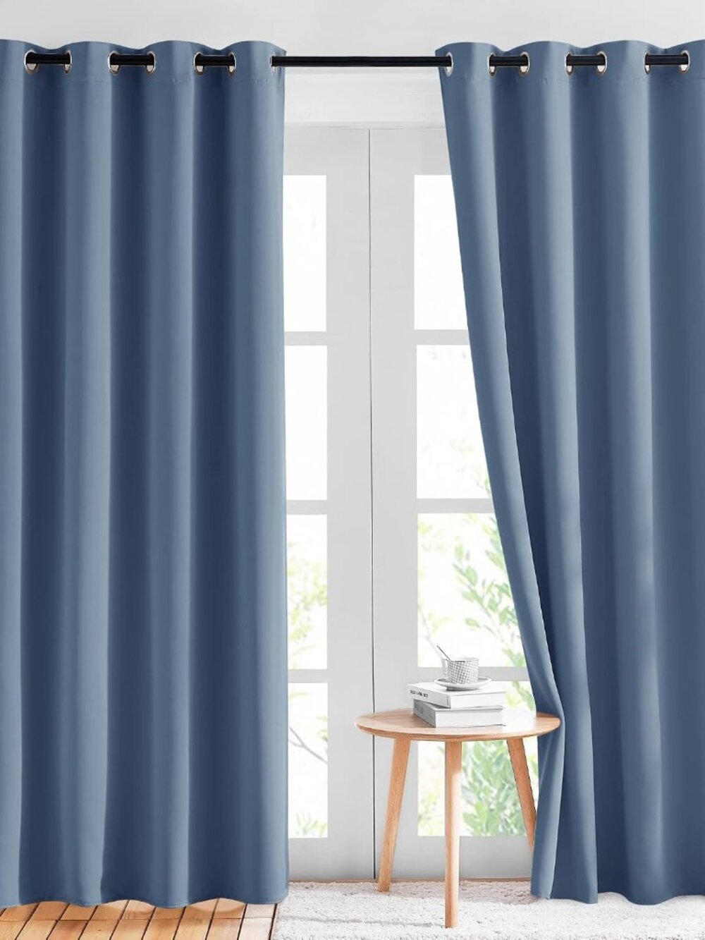 Stone Blue Blackout Curtains 84 Inches Long, W52xL84, 2 Panels